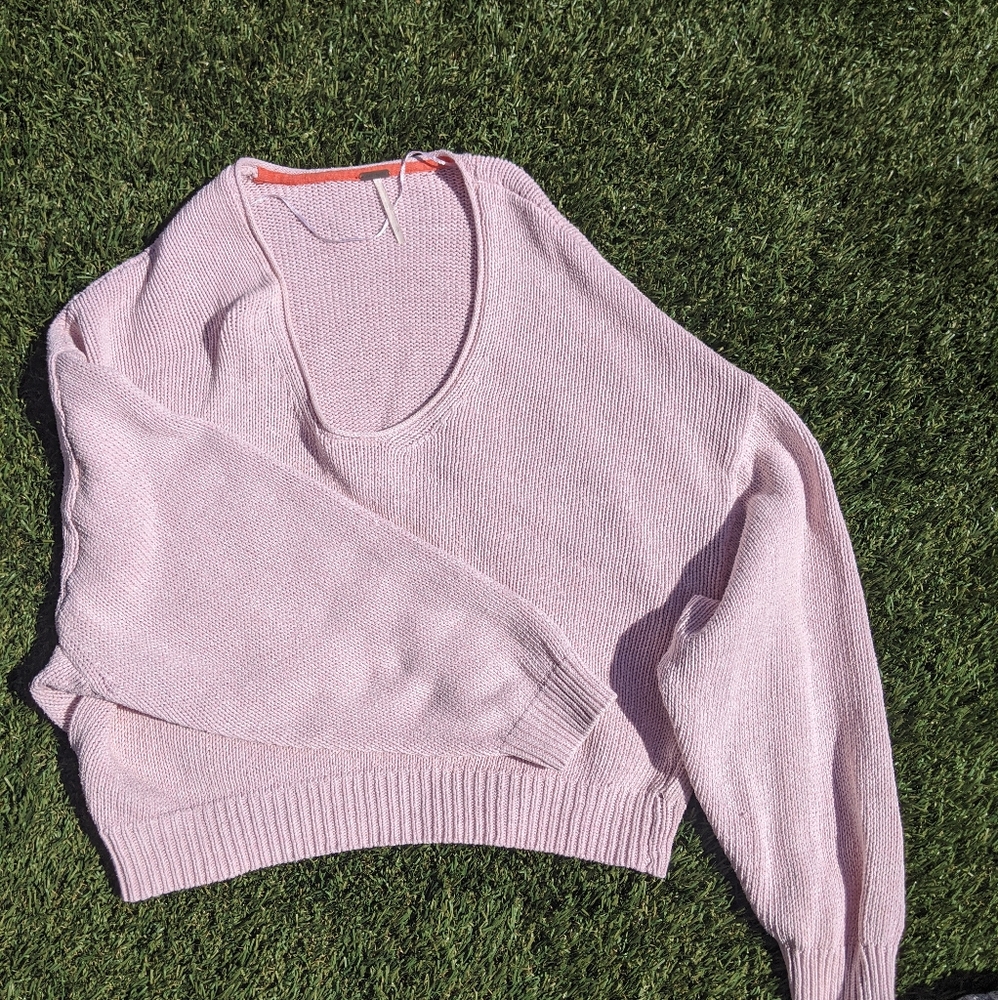 fp oversized pink drapey sweater
